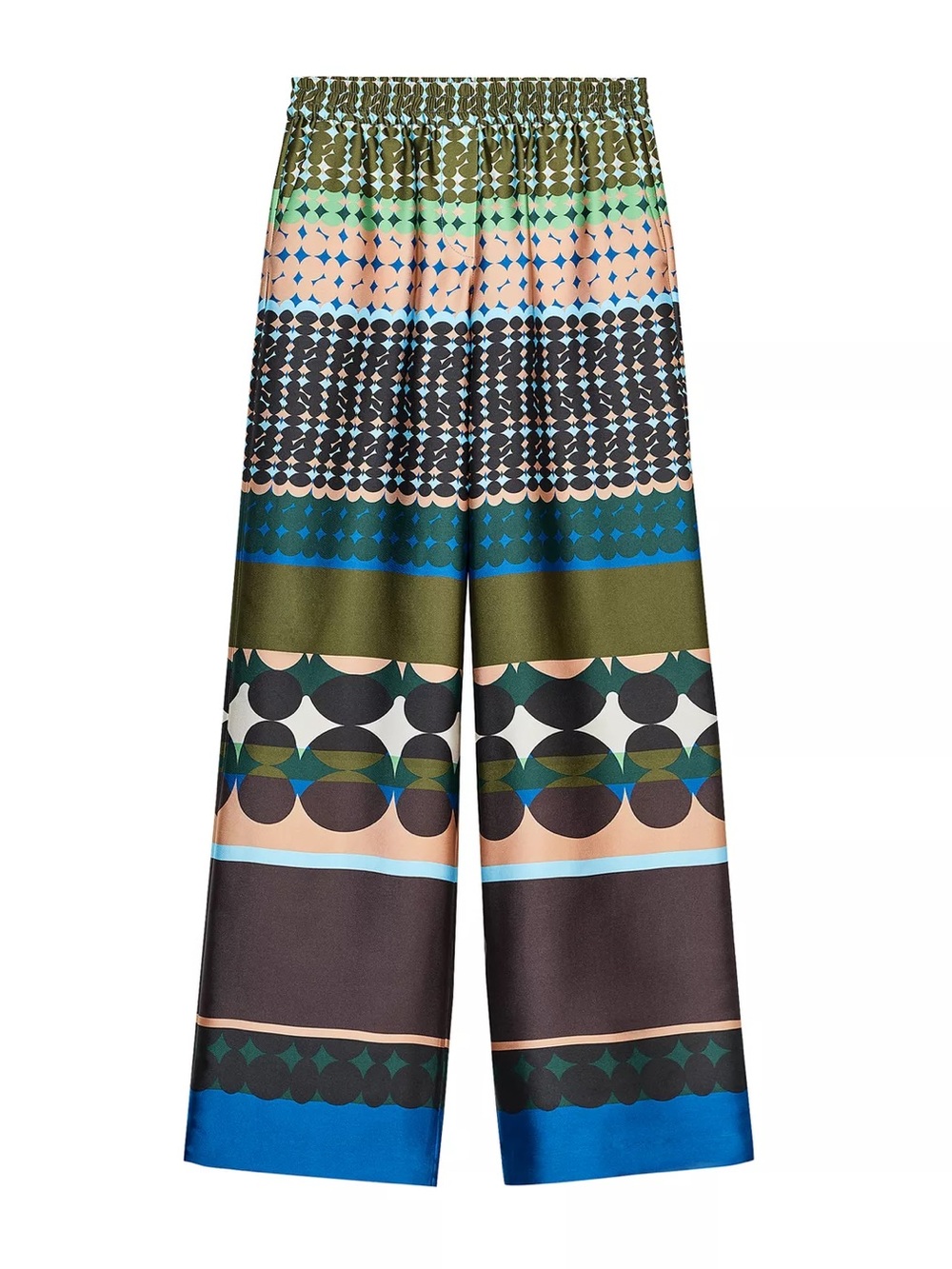 Zara Multicolor Geometric Satin Wide-Leg Pants